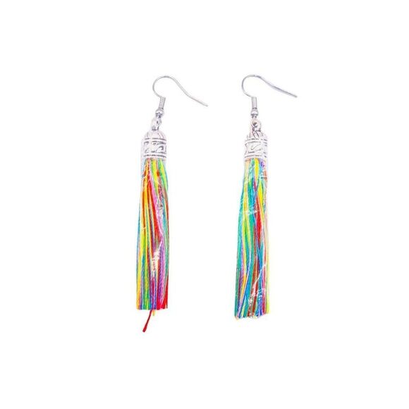 Multicolor Colorful tassel dangle earrings - Picture 1 of 4